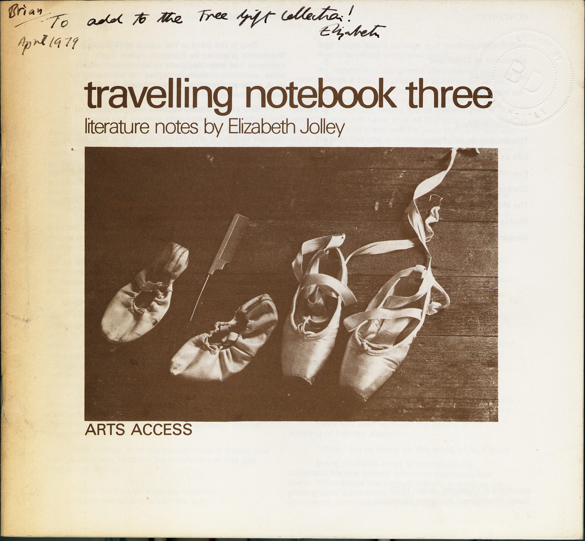 Book cover of Travelling Notebook Three by Elizabeth Jolley